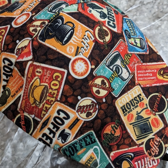 Handmade face masks reversible coffee pattern 2pc - Picture 6 of 7